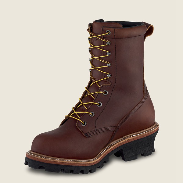 Red Wing Work Boots Brown - Mens Loggermax - 9-inch Insulated Waterproof Soft Toe Logger - 9764-BFPA